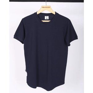 Midnight Blue Plain Unisex Cotton Tshirt, Trendy Crewneck, Short Sleeve, Curved